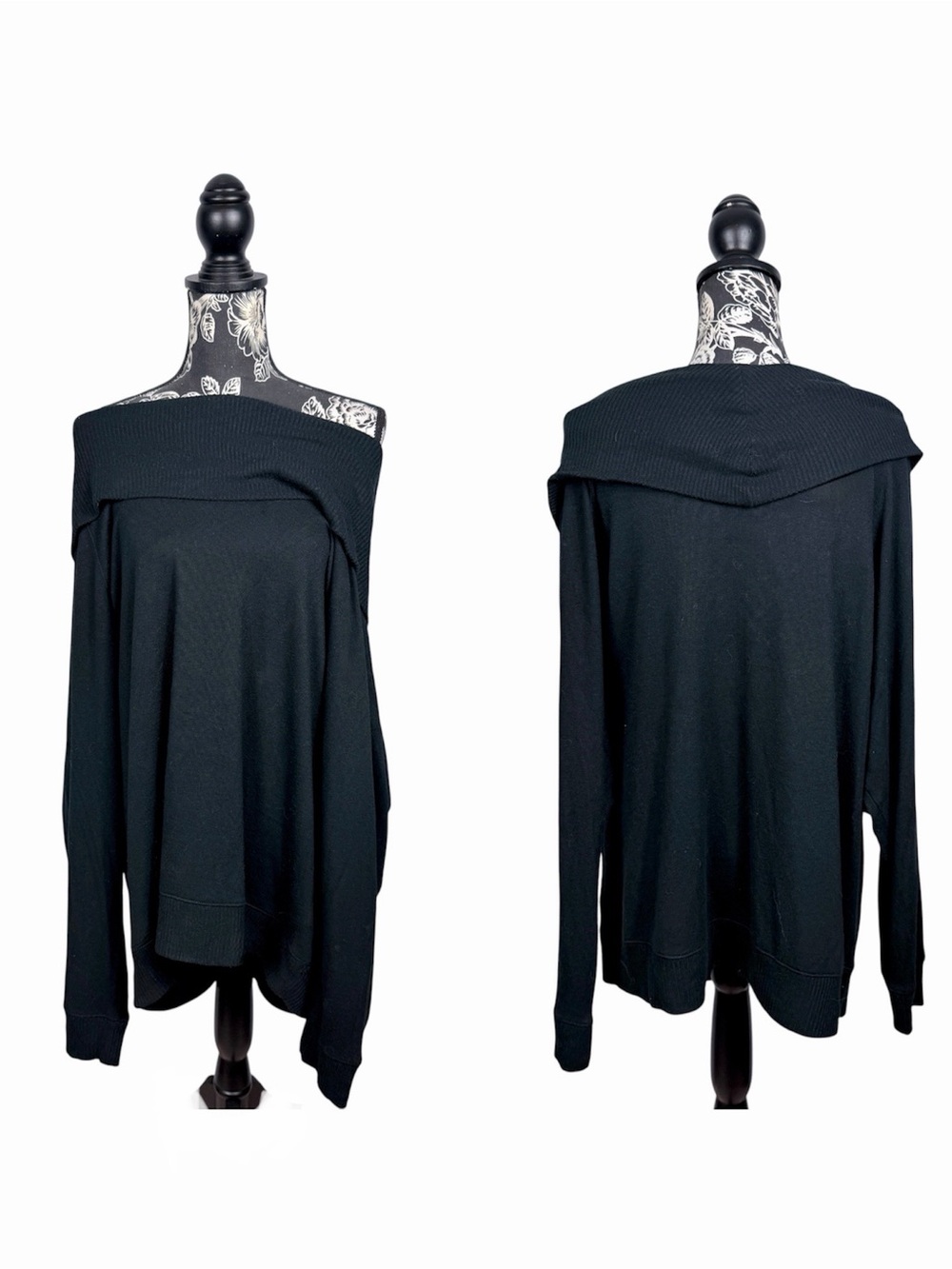Express black off shoulder lightweight knit oversized sweater size large